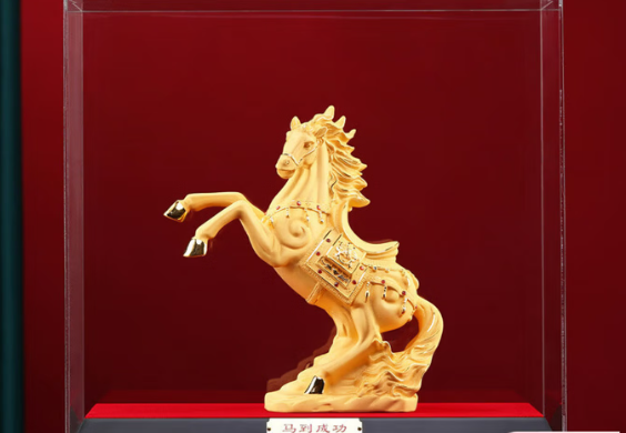 大明铜匠绒沙金马到成功摆件招财客厅老板办公室装饰公司开业升职乔迁礼物 马到成功长约38.5*21.5*38.5cm