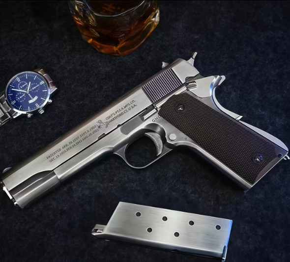 新款高端AQK-1911黄河玩具发射器CS装备手炝快拆空挂玩具收藏模型 高定AQK1911（钨刚色）标配